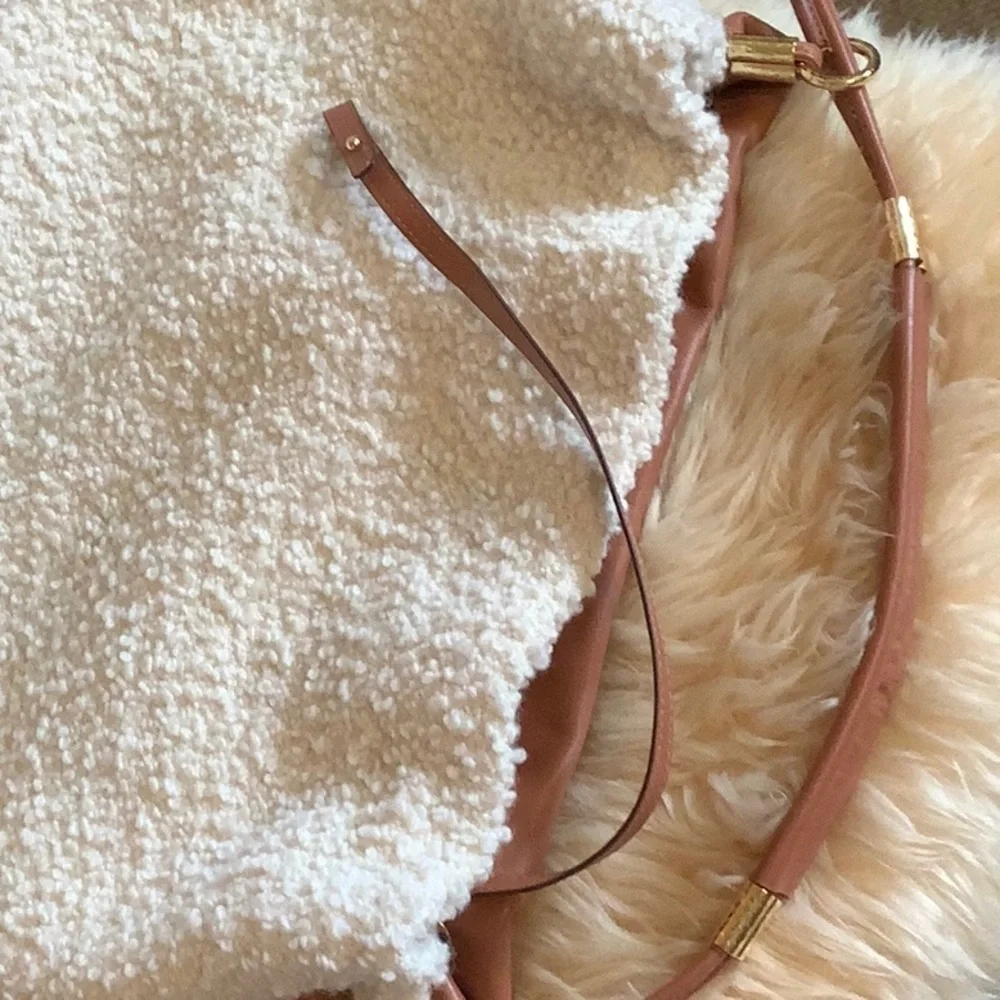 Ulla Johnson Brown Remy Large Shoulder Tote With Cream Boucle